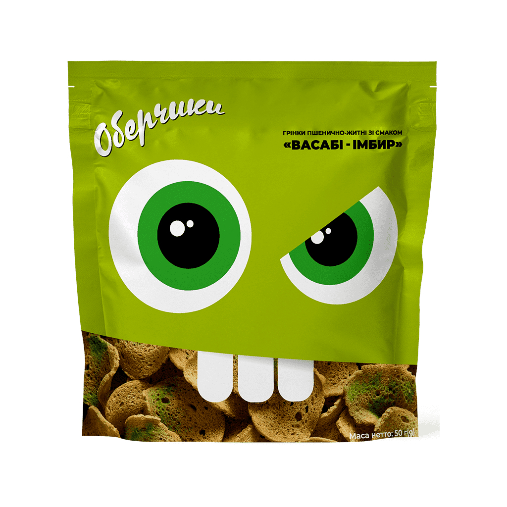 Сухарики Обертоси пшенично-житні зі смаком Васабі-імбир 50 г (4820173480654) Сухарики Обертоси пшенично-житні зі смаком Васабі-імбир 50 г (4820173480654)