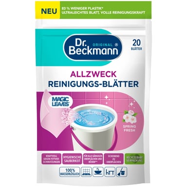 Засіб для миття підлоги Dr. Beckmann Magic Leaves Розчинні серветки для прибирання Весняна свіжість 20 шт. (4008455097312) - фото 1
