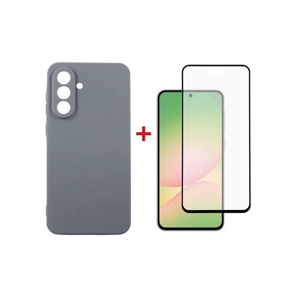 Чохол до мобільного телефона Dengos Kit Samsung Galaxy A56 Carbon + glass (Grey) (DG-KM-138) - фото 1