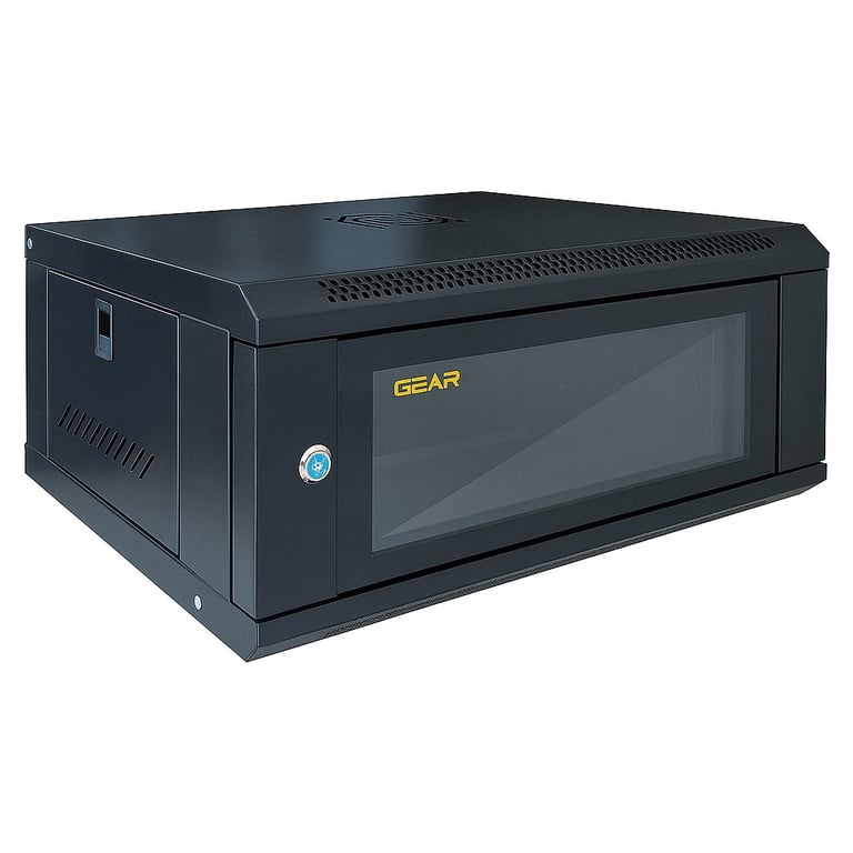 Шафа настінна GEAR 4U 19" 600x450x280 мм, + полка 19", black (GWMSN-4U-600-450) - фото 1