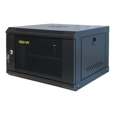 Шафа настінна GEAR 6U 19" 600x450x350 мм, + полка 19", black (GWMSN-6U-600-450) - фото 1