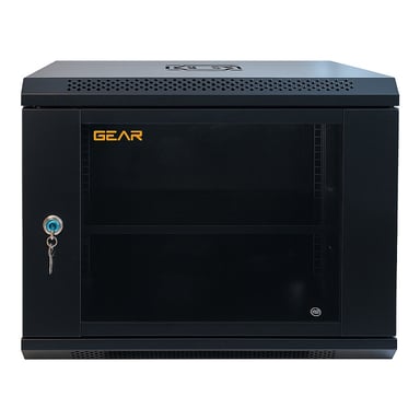 Шафа настінна GEAR 9U 19" 600x450x500 мм, + полка 19", black (GWMSN-9U-600-450) - фото 1