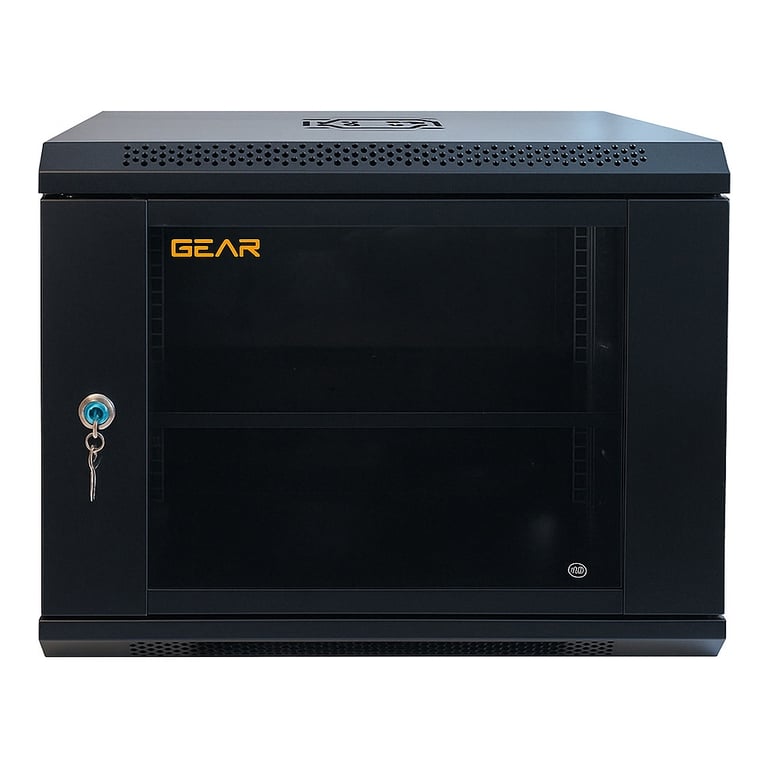 Шафа настінна GEAR 9U 19" 600x450x500 мм, + полка 19", black (GWMSN-9U-600-450) - фото 1