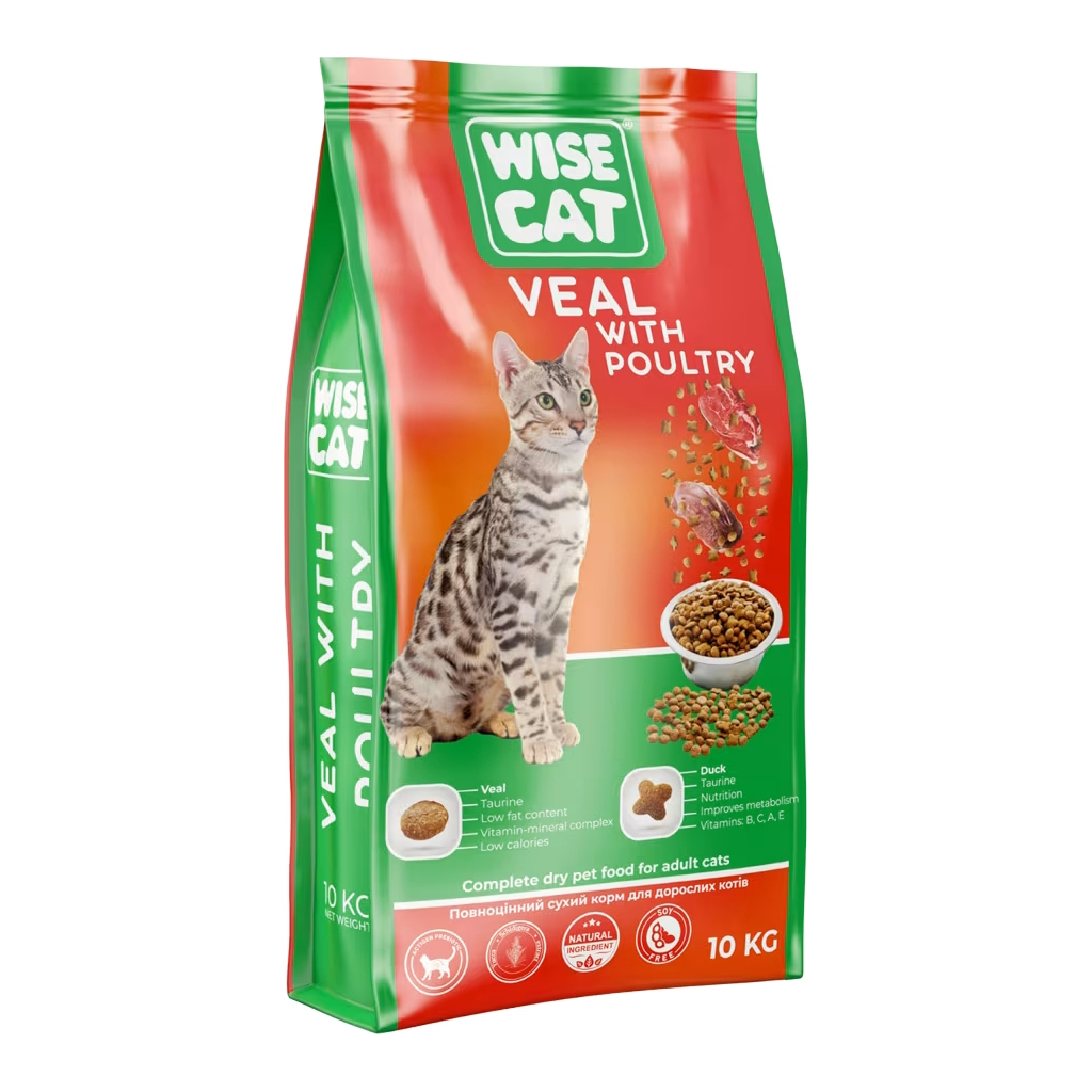 Сухий корм для кішок Wise Cat Veal with poultry 400 г (4820111141630) - фото 1