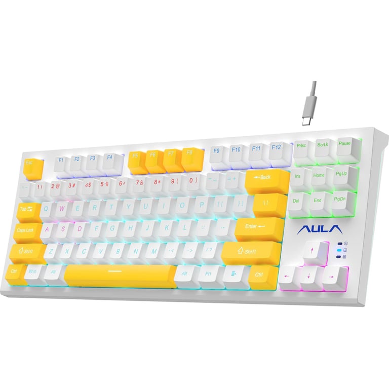 Клавіатура Aula F3032 keycaps plus 21 Yellow keys KRGD Red USB UA White (6948391204680) - фото 2