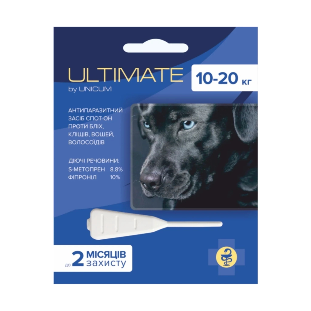 Краплі для тварин Unicum ULTIMATE від бліх, кліщів, вошей та волосоїдів для собак 10-20 кг (s-метопрен, фіпр) (4820150203061) - фото 1 Краплі для тварин Unicum ULTIMATE від бліх, кліщів, вошей та волосоїдів для собак 10-20 кг (s-метопрен, фіпр) (4820150203061) - фото 1