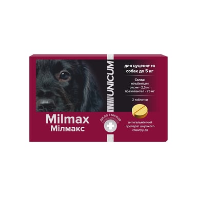 Таблетки для тварин Unicum Milmax антигельмінтні для цуценят і собак до 5 кг (4820150209797) - фото 1