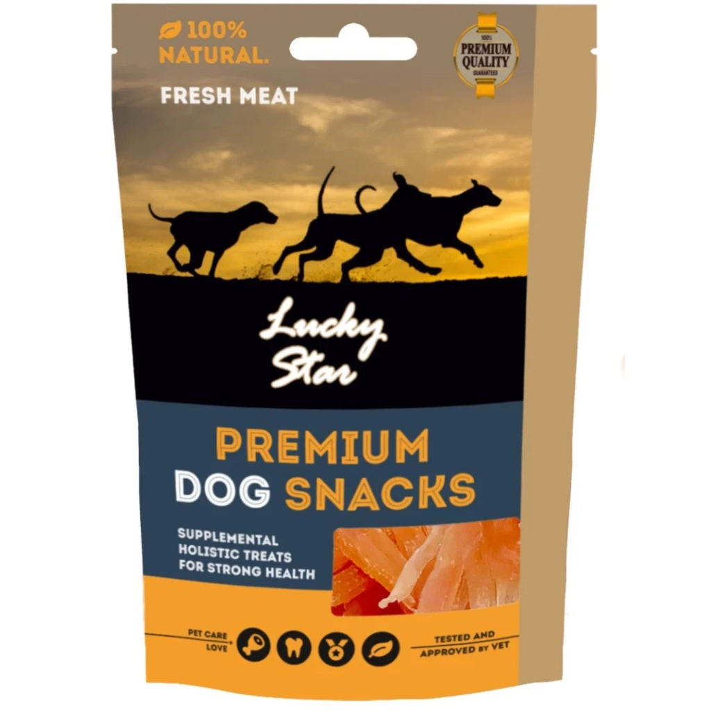 Ласощі для собак Lucky Star Соломка з курячого в%27яленого м%27яса ≈11 см 85 г (4820111434145)