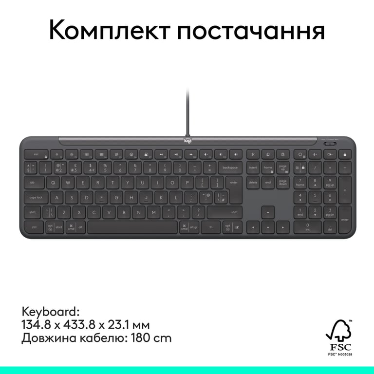 Клавіатура Logitech Signature Slim K620 for Business USB-C UA Graphite (920-013333) - фото 8