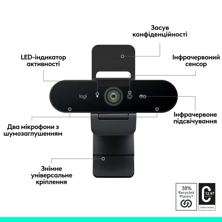 Веб-камера Logitech Brio 4K Ultra HD Graphite (960-001718) - фото 5