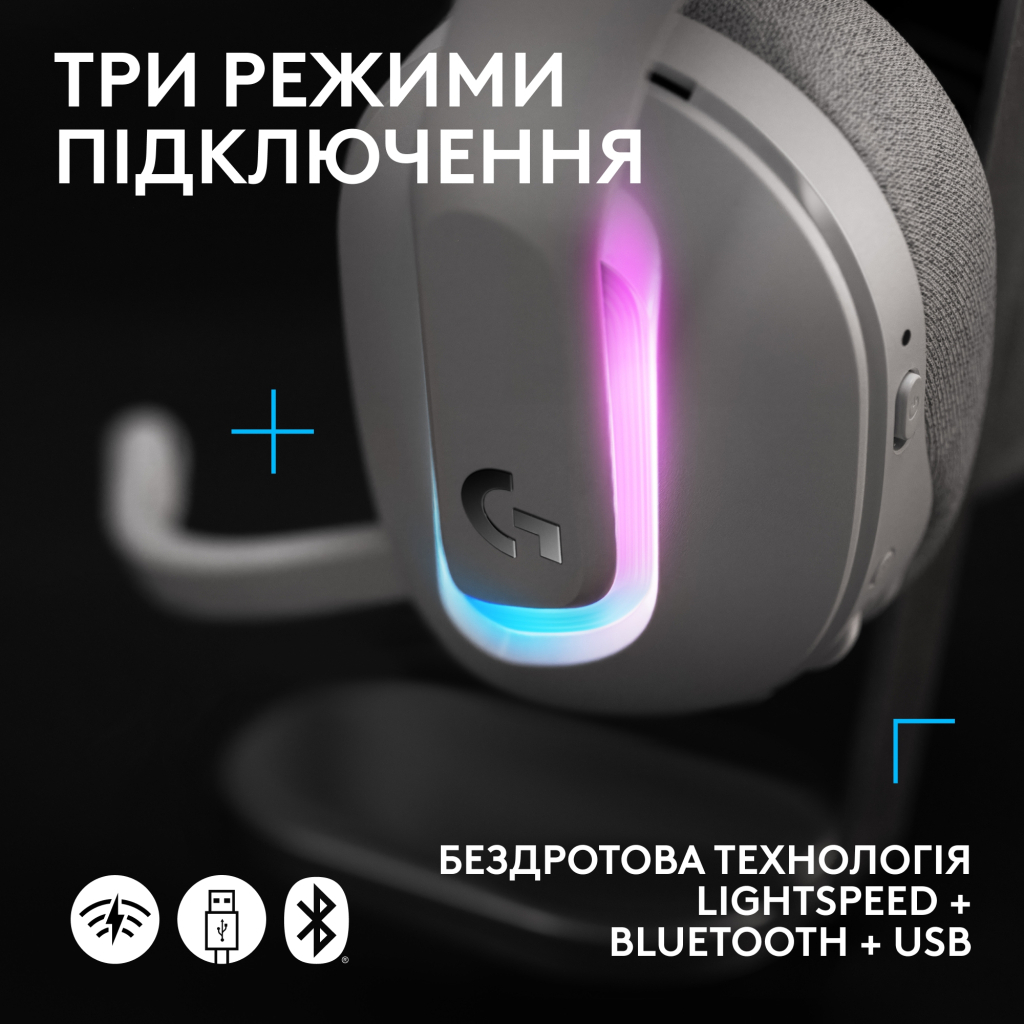 Навушники Logitech G522 Lightspeed Wireless Gaming Headset White (981-001550) - фото 7 Навушники Logitech G522 Lightspeed Wireless Gaming Headset White (981-001550) - фото 7