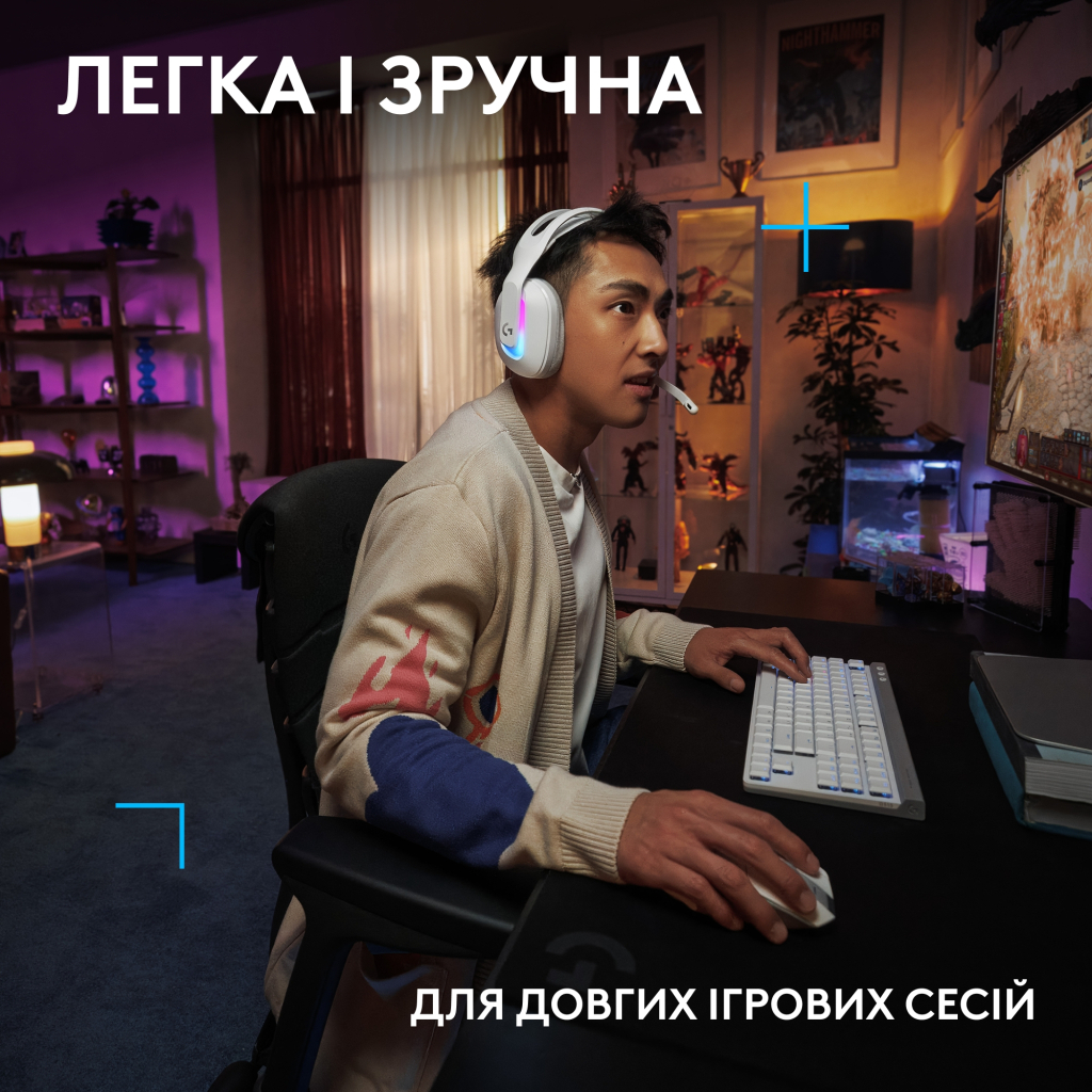 Навушники Logitech G522 Lightspeed Wireless Gaming Headset White (981-001550) - фото 8 Навушники Logitech G522 Lightspeed Wireless Gaming Headset White (981-001550) - фото 8