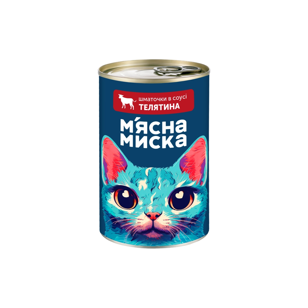 Консерви для котів М'ясна Миска шматочки в соусі з телятиною 415 г (4820255192161) - фото 1