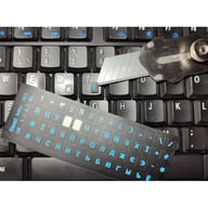 Наклейка на клавіатуру BestKey мініатюрна непрозора чорна, 56, блакитний (BKm4BLU/042) - фото 2