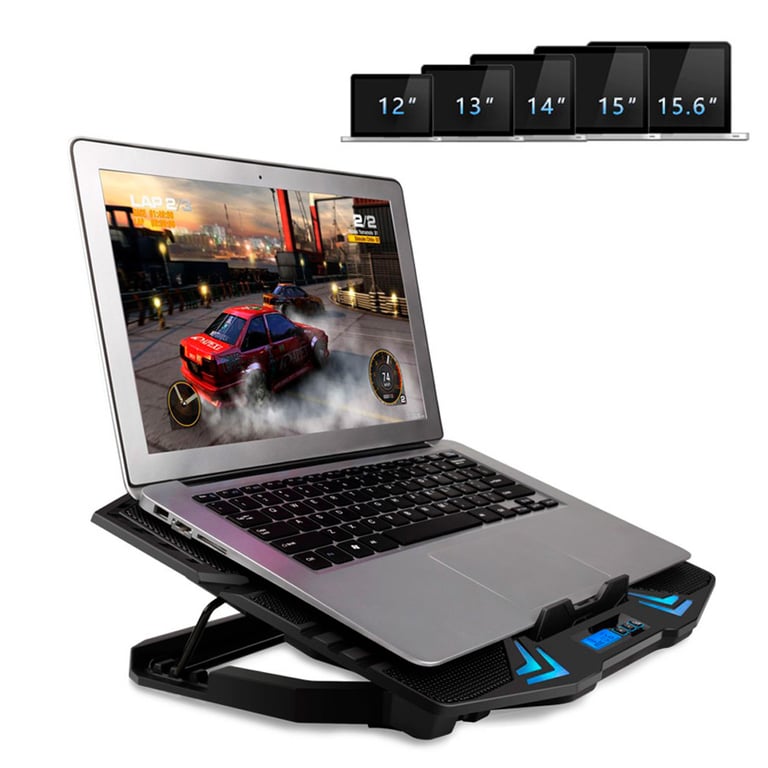 Підставка до ноутбука IceCoorel 10-15", 1*125mm 1400 RPM + 4*70mm 2500 RPM, 2*USB, 365x297x30mm, Blue (K5Bl) - фото 6