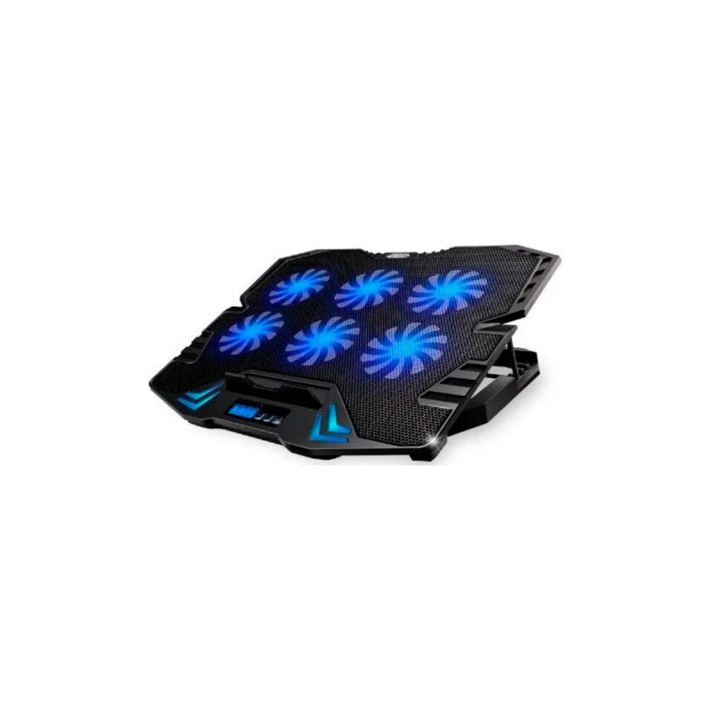 Підставка до ноутбука IceCoorel 10-17", 6*70mm 1800 RPM, 2*USB, + LCD, 365*297*30mm, Black (K8) - фото 1