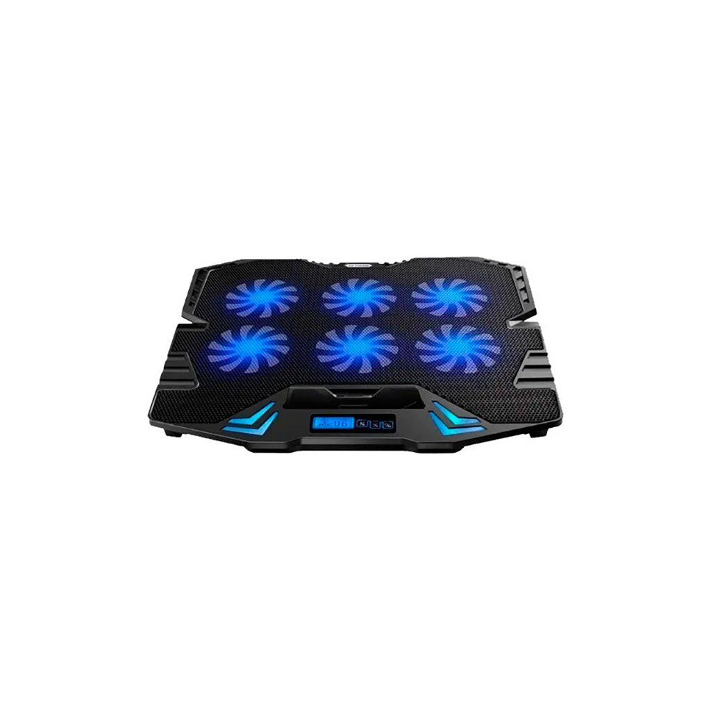 Підставка до ноутбука IceCoorel 10-17", 6*70mm 1800 RPM, 2*USB, + LCD, 365*297*30mm, Black (K8) - фото 2 Підставка до ноутбука IceCoorel 10-17", 6*70mm 1800 RPM, 2*USB, + LCD, 365*297*30mm, Black (K8) - фото 2
