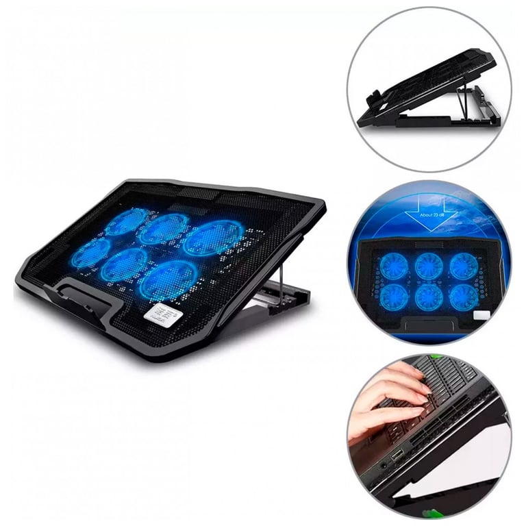 Підставка до ноутбука IceCoorel 10-17", 6*70mm 1800 RPM, 2*USB, + LCD, 365*297*30mm, Black (K8) - фото 6