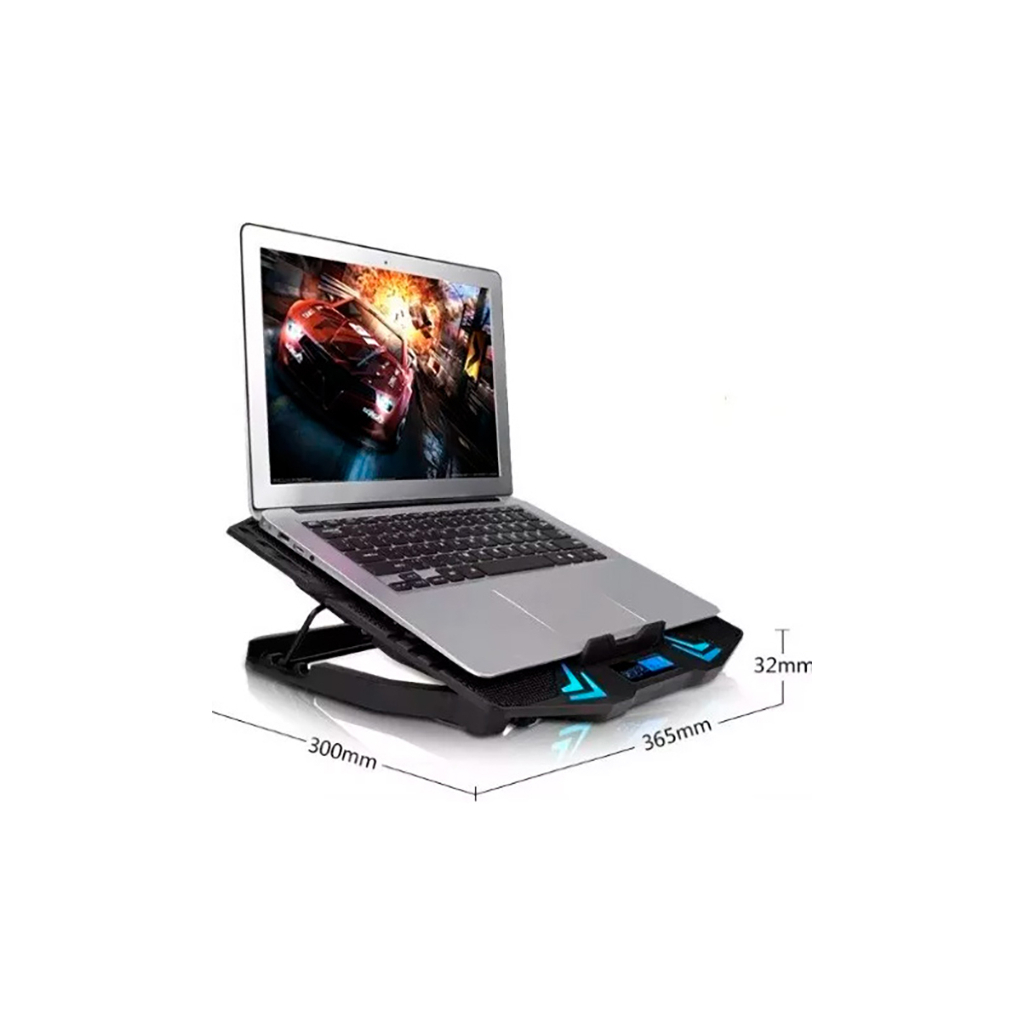 Підставка до ноутбука IceCoorel 10-17", 6*70mm 1800 RPM, 2*USB, + LCD, 365*297*30mm, Black (K8) - фото 7 Підставка до ноутбука IceCoorel 10-17", 6*70mm 1800 RPM, 2*USB, + LCD, 365*297*30mm, Black (K8) - фото 7
