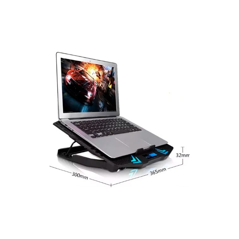 Підставка до ноутбука IceCoorel 10-17", 6*70mm 1800 RPM, 2*USB, + LCD, 365*297*30mm, Black (K8) - фото 7