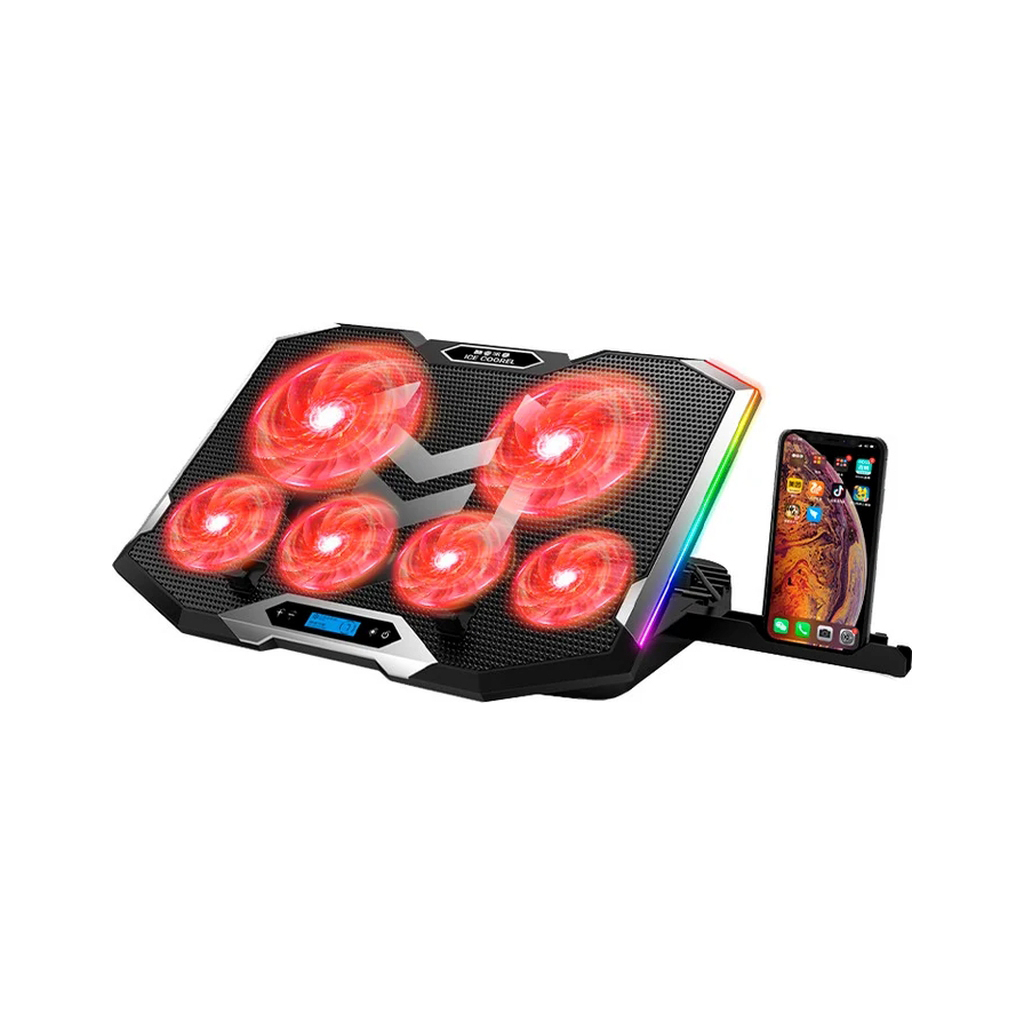 Підставка до ноутбука IceCoorel 10-17", 4*100mm 1400 RPM + 4*70mm 2500 RPM, 2*USB, 410x296x40mm, Red (K9) - фото 1