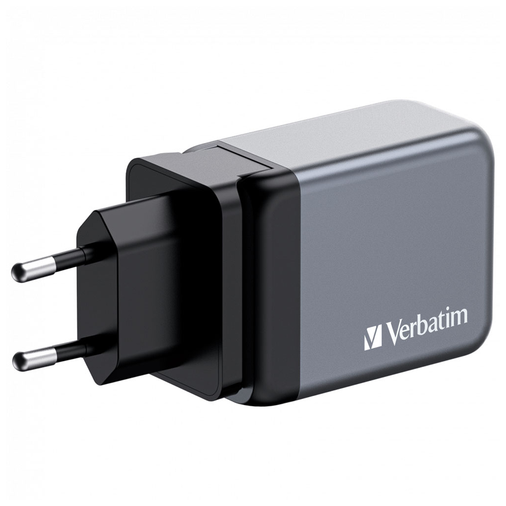 Зарядний пристрій Verbatim GaN 65 W 3 ports (2xUSB-C-65 W /USB-A -3.0) (32201) - фото 2 Зарядний пристрій Verbatim GaN 65 W 3 ports (2xUSB-C-65 W /USB-A -3.0) (32201) - фото 2