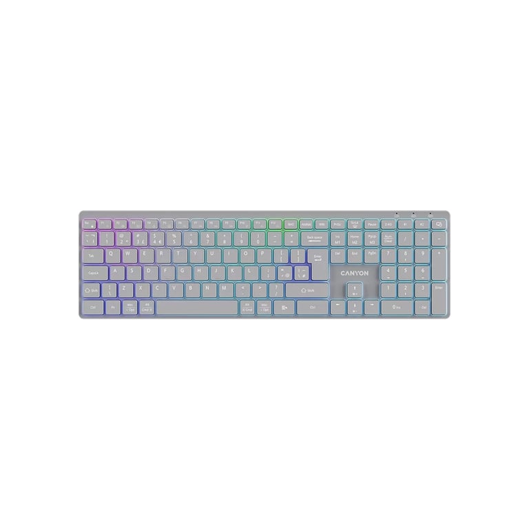Клавіатура Canyon HKB-W11 Slim Dual Mode Wireless/Bluetooth RGB UA Grey (CNS-HBTK11G) - фото 1