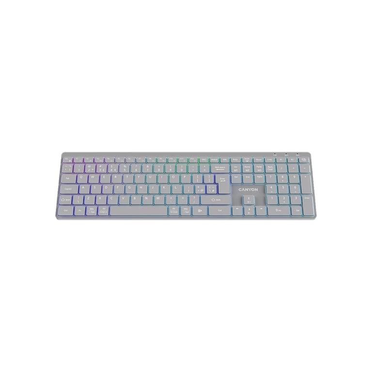 Клавіатура Canyon HKB-W11 Slim Dual Mode Wireless/Bluetooth RGB UA Grey (CNS-HBTK11G) - фото 3