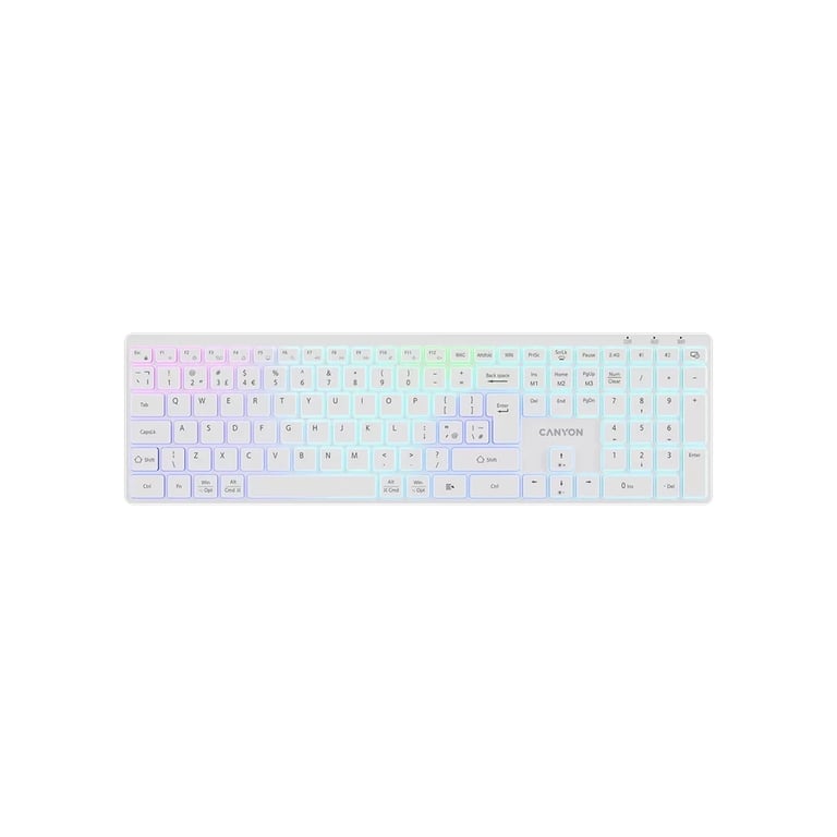 Клавіатура Canyon HKB-W11 Slim Dual Mode Wireless/Bluetooth RGB UA White (CNS-HBTK11W) - фото 1