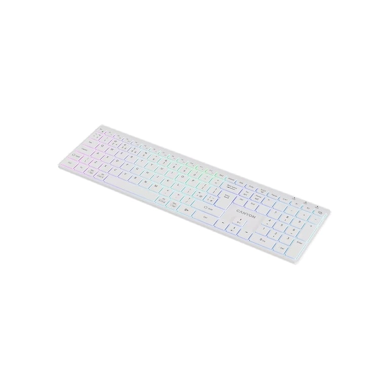Клавіатура Canyon HKB-W11 Slim Dual Mode Wireless/Bluetooth RGB UA White (CNS-HBTK11W) - фото 2
