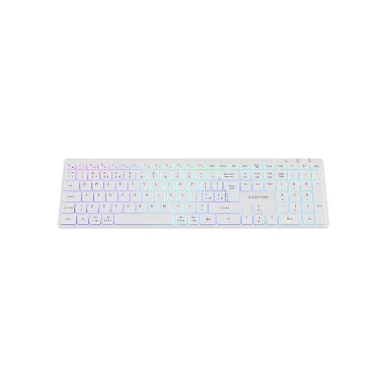 Клавіатура Canyon HKB-W11 Slim Dual Mode Wireless/Bluetooth RGB UA White (CNS-HBTK11W) - фото 3