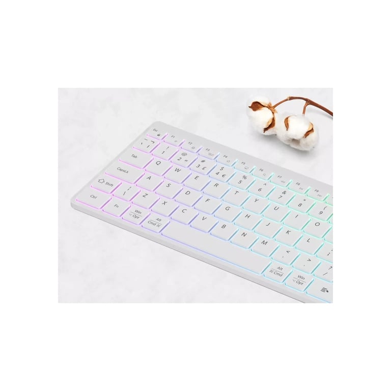 Клавіатура Canyon HKB-W11 Slim Dual Mode Wireless/Bluetooth RGB UA White (CNS-HBTK11W) - фото 5