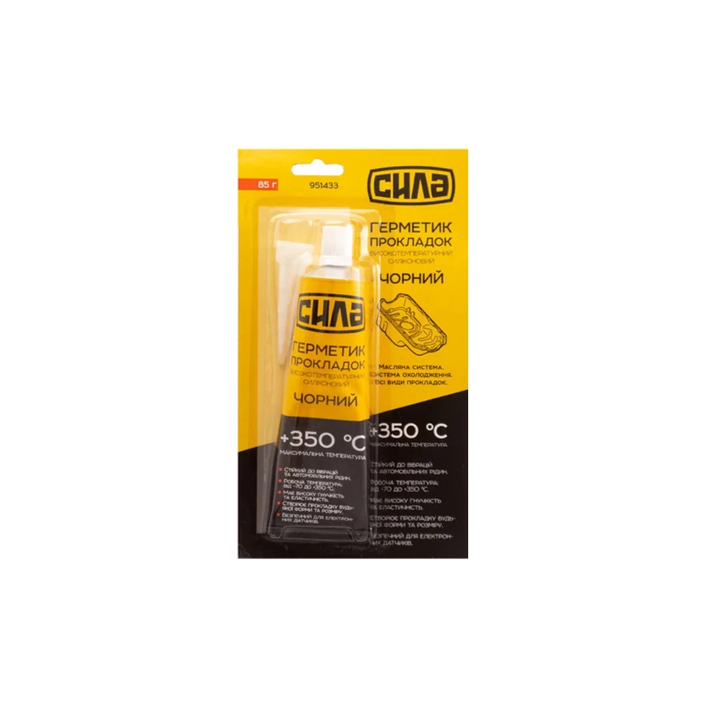 Герметик автомобільний СИЛА +350 °С чорний 85 г (951433) Герметик автомобільний СИЛА +350 °С чорний 85 г (951433)