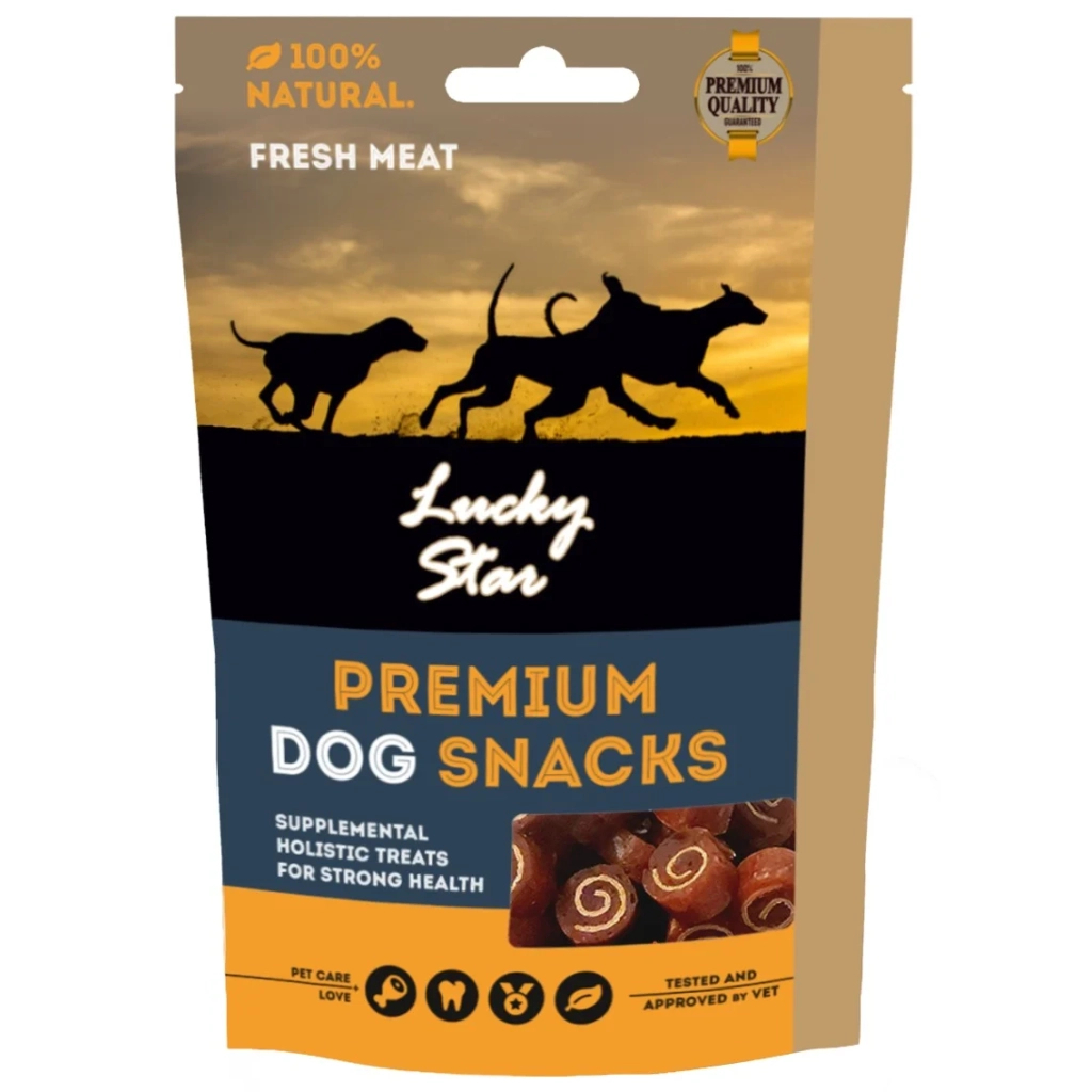 Ласощі для собак Lucky Star Міні-роли з м'яким м'ясом курки та тріски 1-2 см 85 г (4820111434176) - фото 2 Ласощі для собак Lucky Star Міні-роли з м'яким м'ясом курки та тріски 1-2 см 85 г (4820111434176) - фото 2