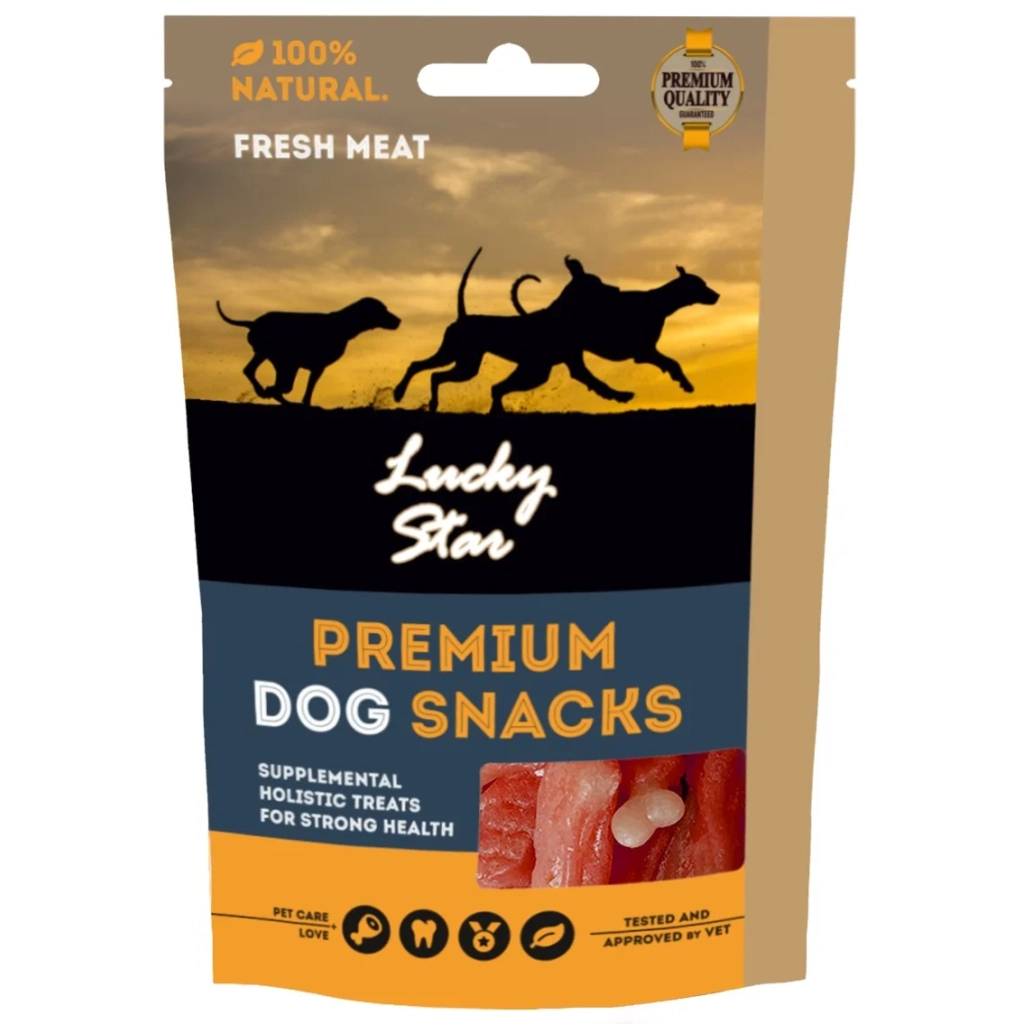 Ласощі для собак Lucky Star Кальцієва кістка в обгортці з качиного в'яленого м'яса 6.5 см 85 г (4820281500091) - фото 2 Ласощі для собак Lucky Star Кальцієва кістка в обгортці з качиного в'яленого м'яса 6.5 см 85 г (4820281500091) - фото 2