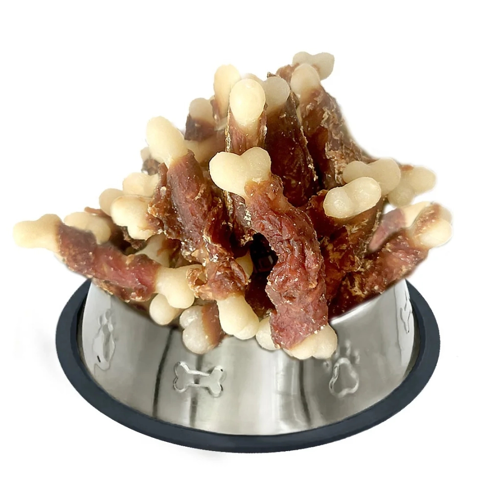 Ласощі для собак Lucky Star Кальцієва кістка в обгортці з качиного в'яленого м'яса 6.5 см в тубі 500 г (4820144302411) - фото 1