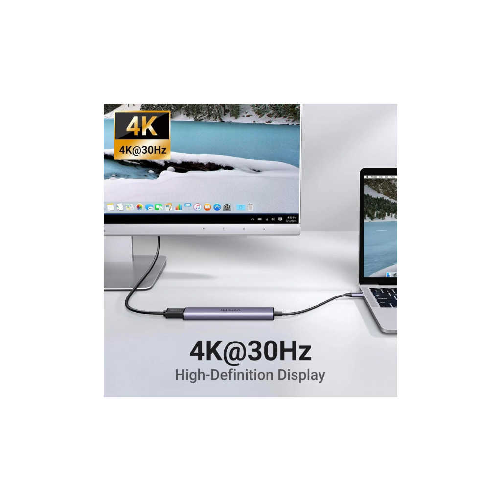 Порт-реплікатор UGREEN CM478 USB Type-C HDMI, USB/3.0, Type-C for charging PD/100W (15495) - фото 6 Порт-реплікатор UGREEN CM478 USB Type-C HDMI, USB/3.0, Type-C for charging PD/100W (15495) - фото 6