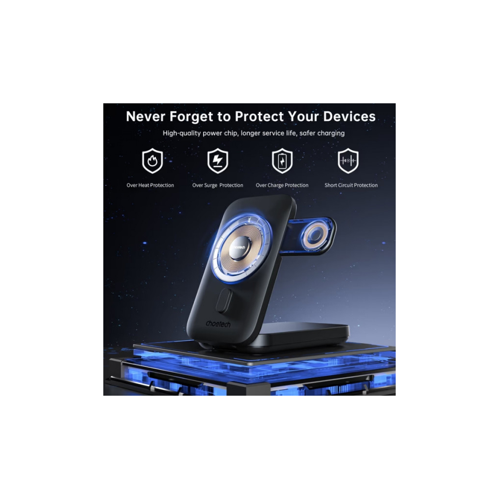 Батарея універсальна Choetech Magnetic Wireless 10000mAh 20W, PD, Qi-2 15W, USB-C, Lightning, Apple Watch charger (B750-CCBK) - фото 3 Батарея універсальна Choetech Magnetic Wireless 10000mAh 20W, PD, Qi-2 15W, USB-C, Lightning, Apple Watch charger (B750-CCBK) - фото 3