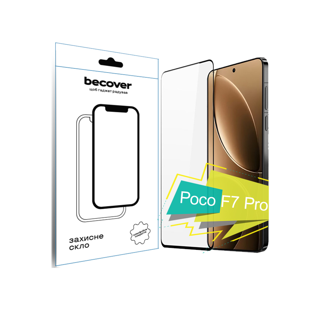 Скло захисне BeCover Poco F7 Pro Black (713416) Скло захисне BeCover Poco F7 Pro Black (713416)