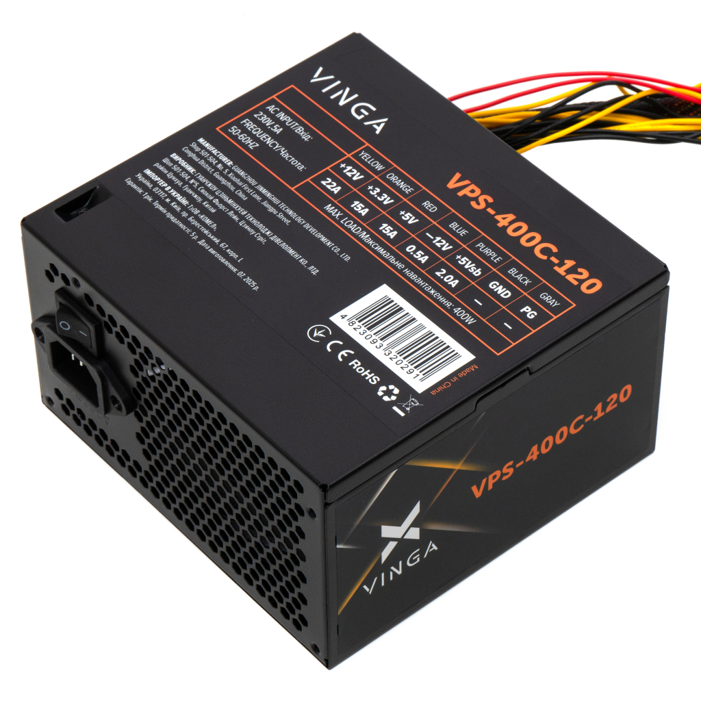 Блок живлення Vinga 400W ОЕМ (VPS-400С-120) - фото 2 Блок живлення Vinga 400W ОЕМ (VPS-400С-120) - фото 2