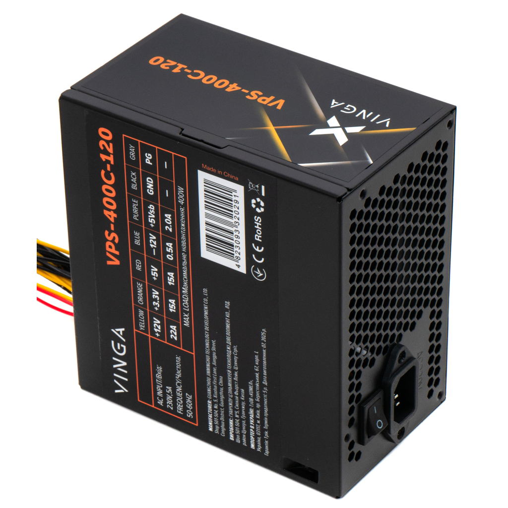 Блок живлення Vinga 400W ОЕМ (VPS-400С-120) - фото 5 Блок живлення Vinga 400W ОЕМ (VPS-400С-120) - фото 5