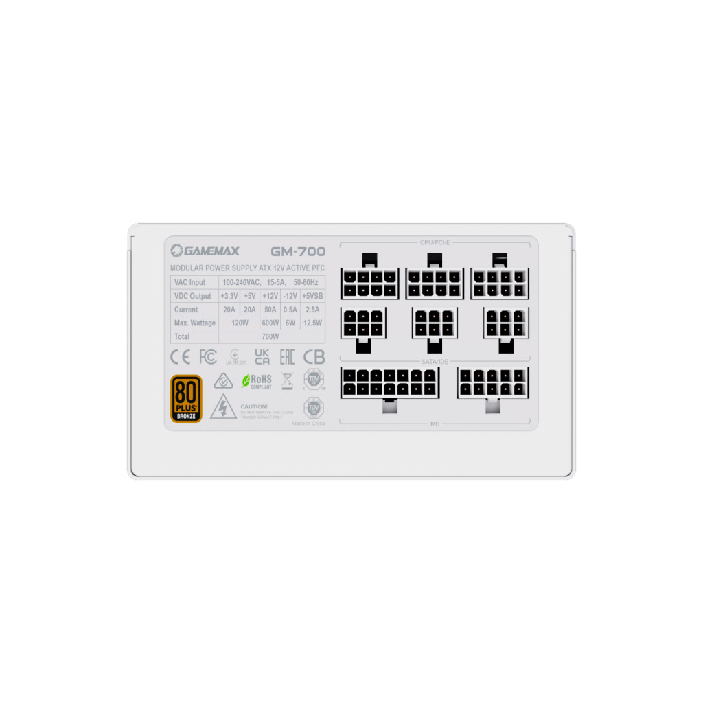 Блок живлення Gamemax 700W (GM-700 Modular white) - фото 8 Блок живлення Gamemax 700W (GM-700 Modular white) - фото 8