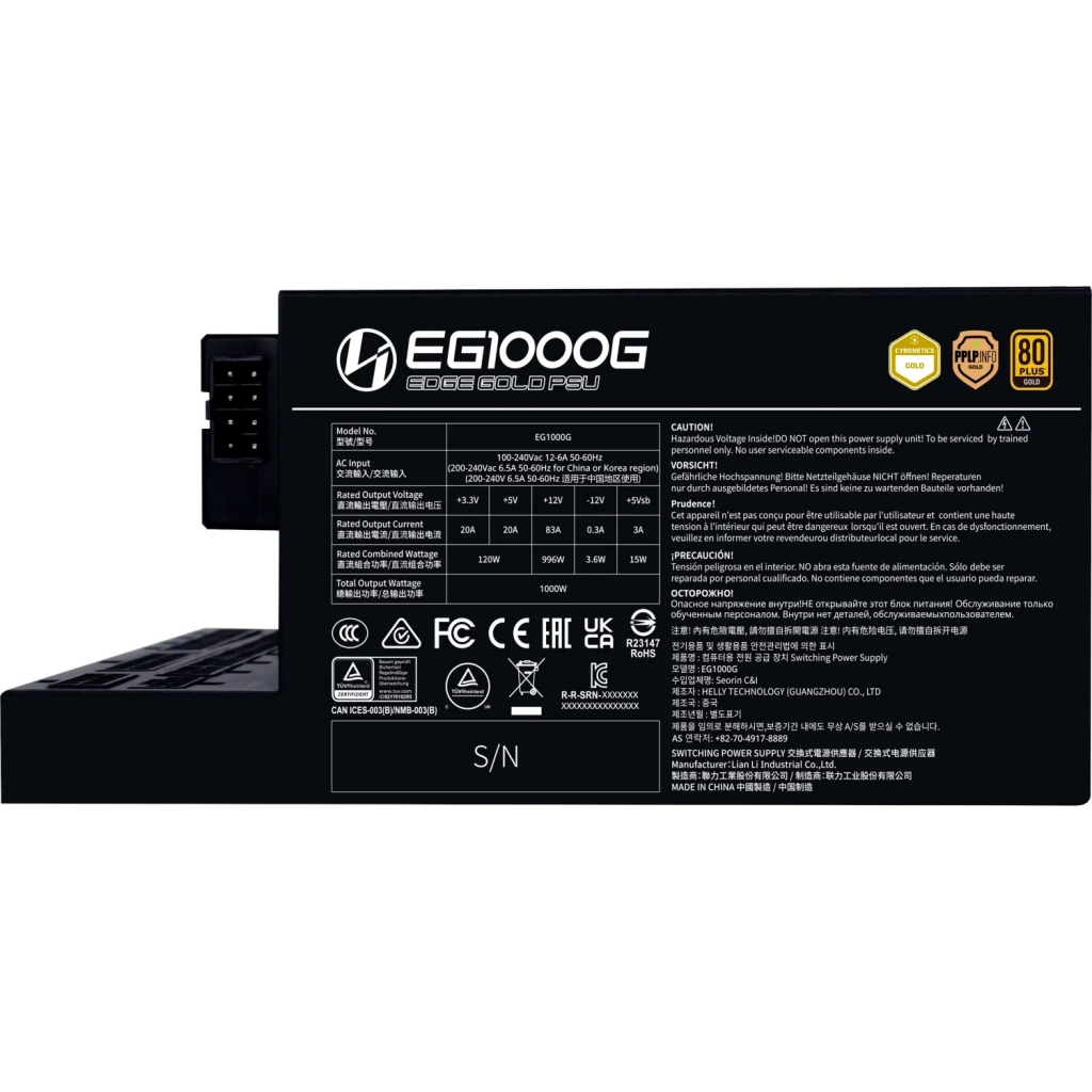Блок живлення Lian Li 1000W EDGE GOLD Black (G9P.EG1000G.BH00.EU) - фото 5 Блок живлення Lian Li 1000W EDGE GOLD Black (G9P.EG1000G.BH00.EU) - фото 5