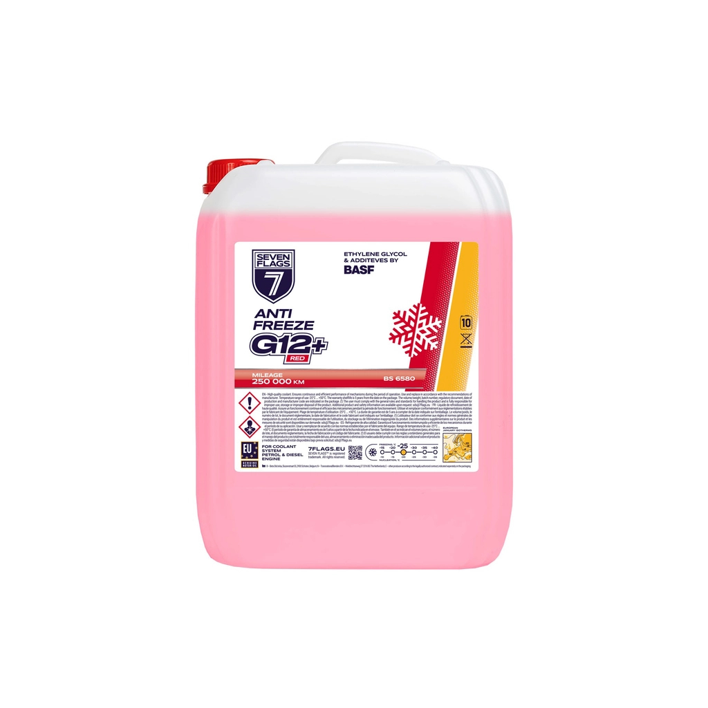 Антифриз 7FLAGS Super G12+ червоний ПЕ 10,4кг (7350118360484)