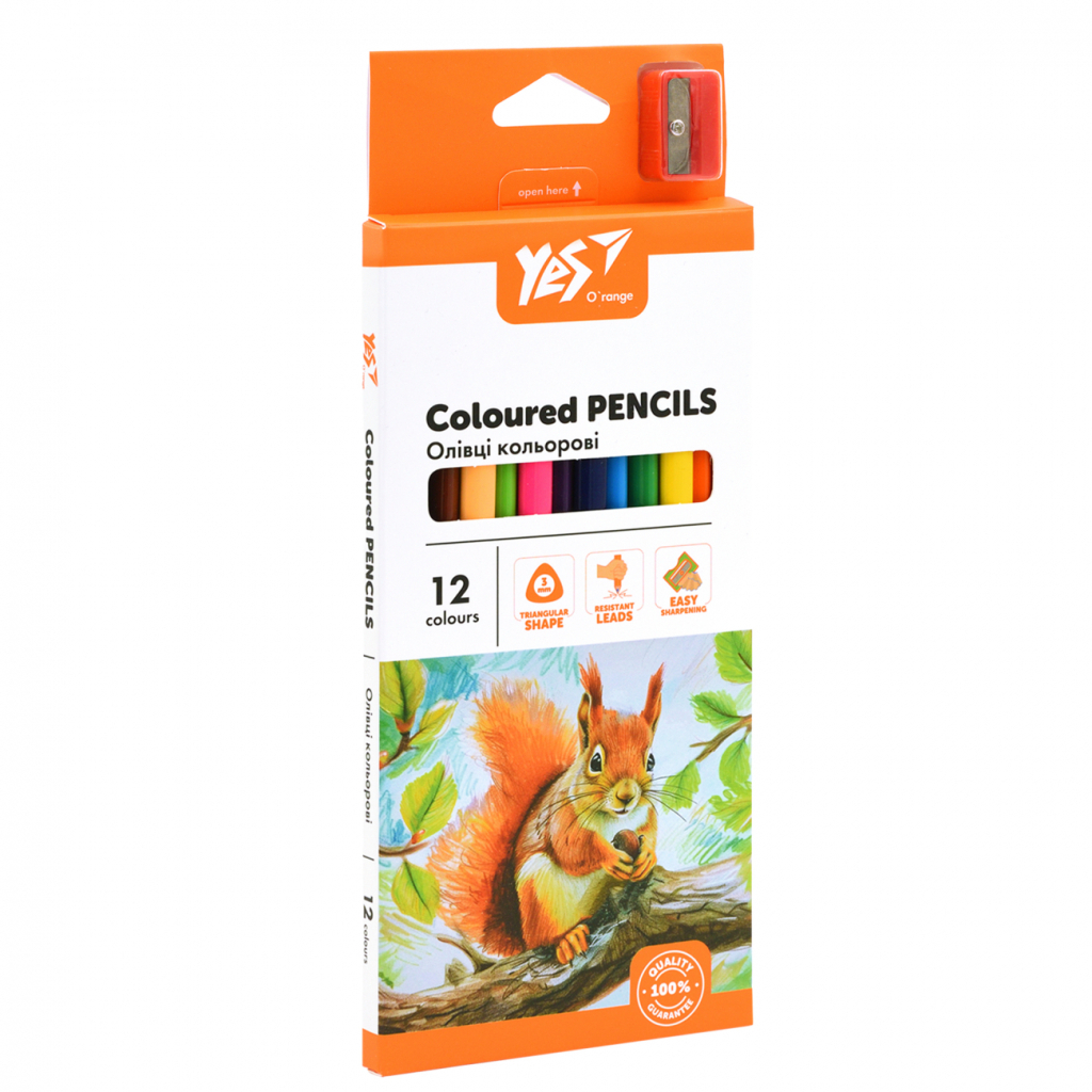 Олівці кольорові Yes Orange Line 12 кольорів з точилкою (290723) - фото 1