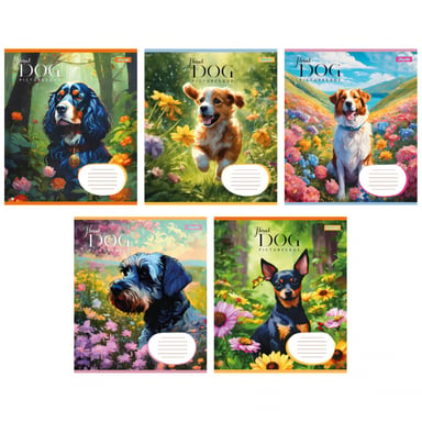 Зошит 1 вересня Floral dog А5 12 аркушів лінія (766943) - фото 1