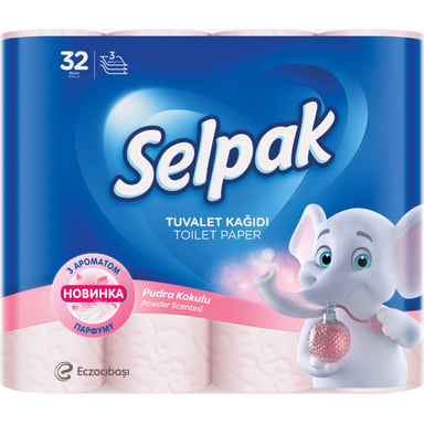 Туалетний папір Selpak Perfumed Пудра 3 шари 32 рулони (8690530324824) - фото 1