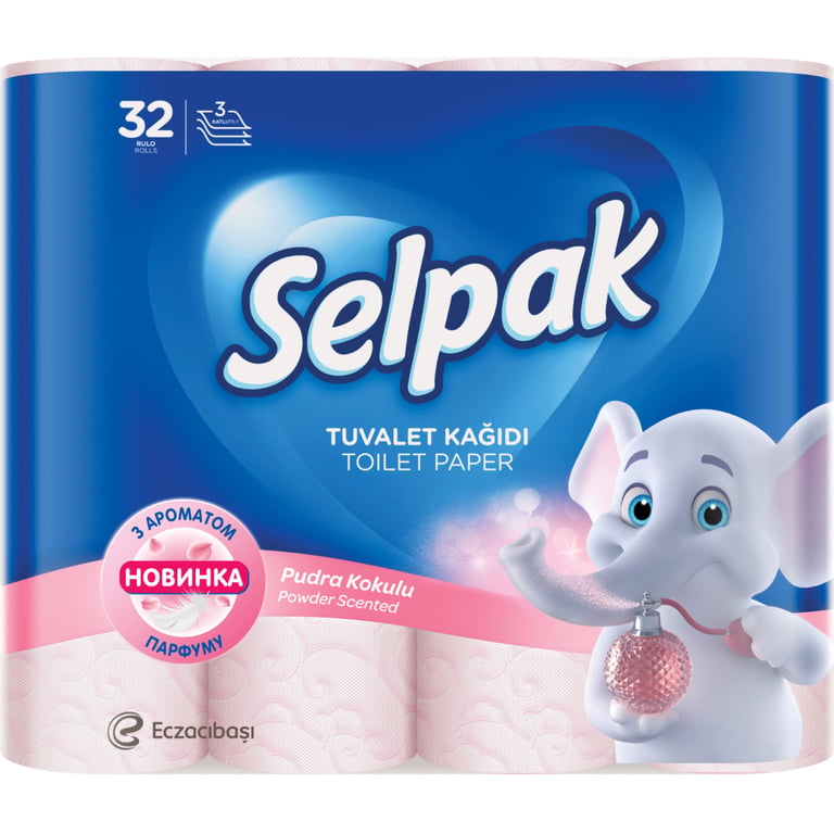 Туалетний папір Selpak Perfumed Пудра 3 шари 32 рулони (8690530324824) - фото 1