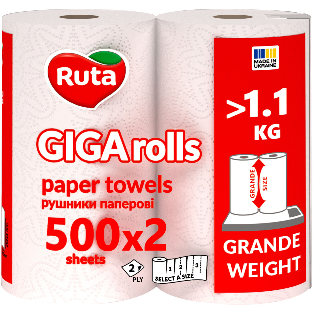 Паперові рушники Ruta Giga Rolls 2 шари 2 рулони (4820202895848) Паперові рушники Ruta Giga Rolls 2 шари 2 рулони (4820202895848)