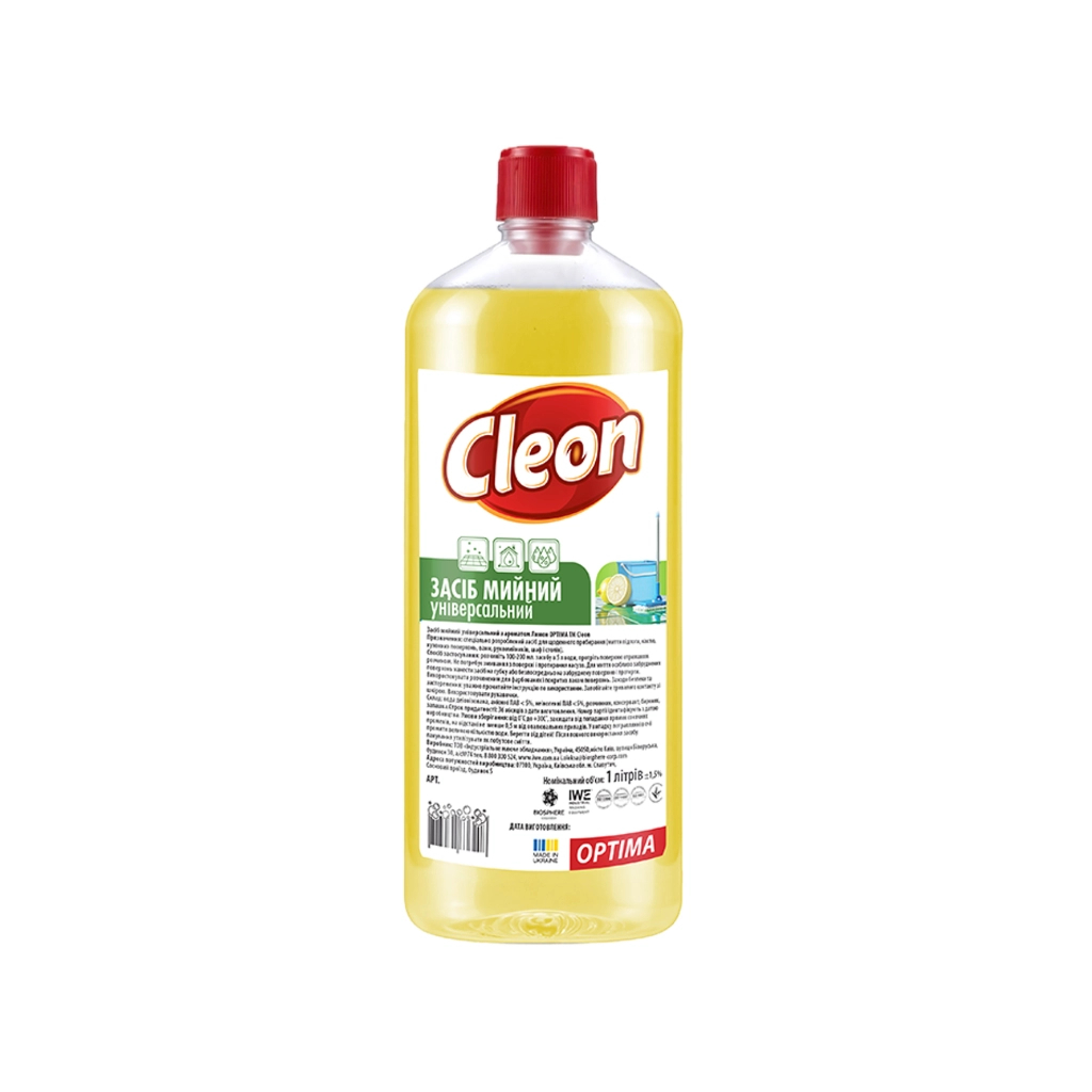 Засіб для миття підлоги Cleon Універсальний Лимон 1 л (4820289450145) - фото 1 Засіб для миття підлоги Cleon Універсальний Лимон 1 л (4820289450145) - фото 1